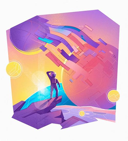 科技感!10 创意十足的扁平插画